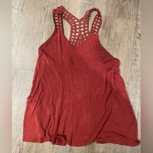 American Rag Rust Sleeveless Top with Crochet Lace Racerback